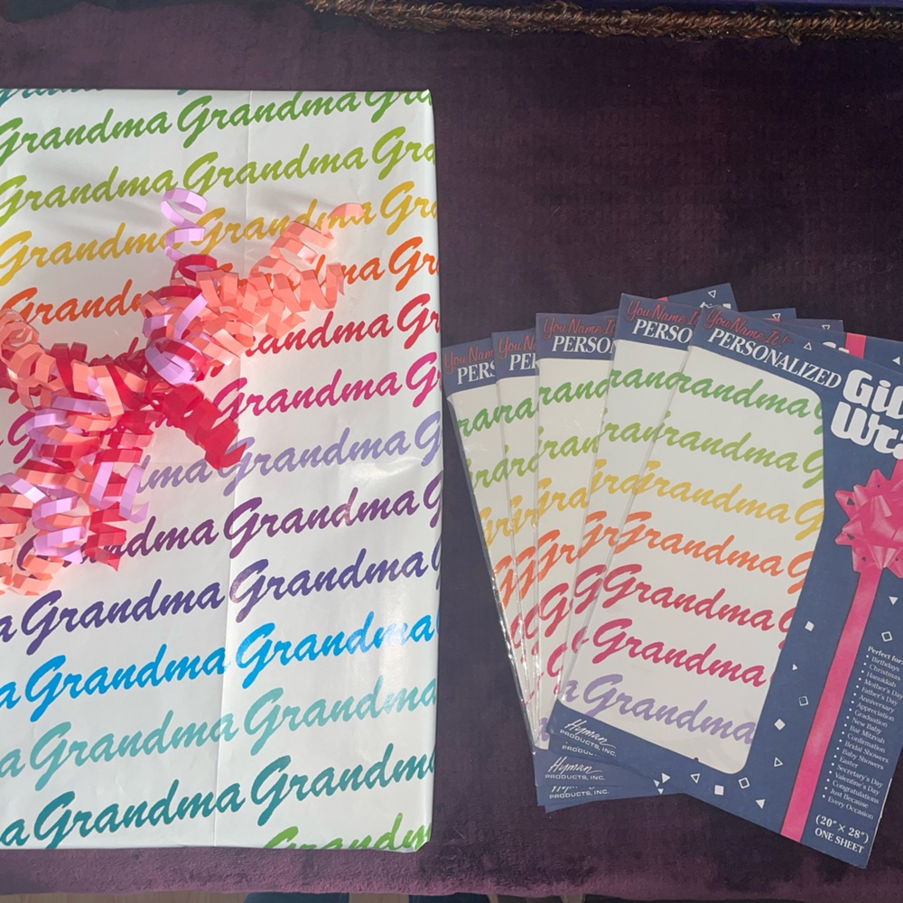 Vintage Unopened “Grandma” Gift Wrap, Lot of 10.